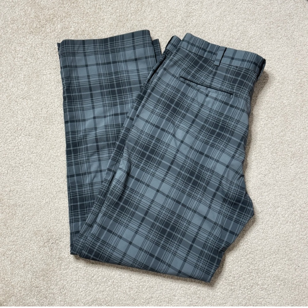 Mens Nike Pants Golf Tour Performance Pants Grey Black Plaid Print Dry- Fit 36 - Picture 12 of 12
